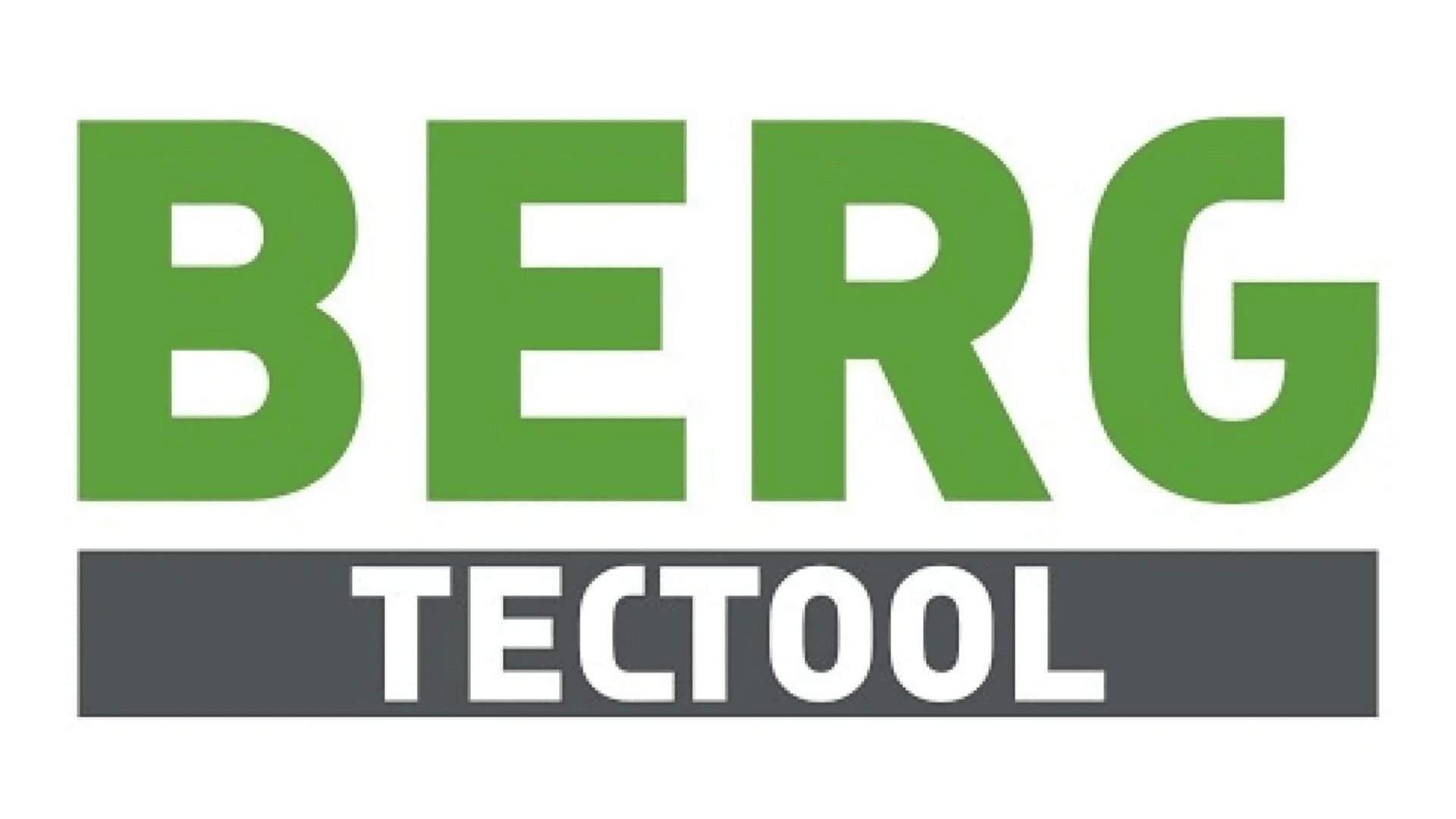 Logo with large green text reading BERG above a gray rectangle containing the smaller white text TECTOOL. The background is white.