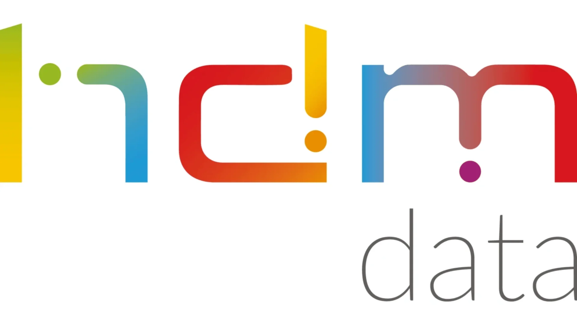 Bunter, stilisierter Text „incrm“ mit dem „i“ als senkrechtem Ausrufezeichen, darunter rechts steht in dünnen grauen Kleinbuchstaben auf weißem Grund das Wort „data“.