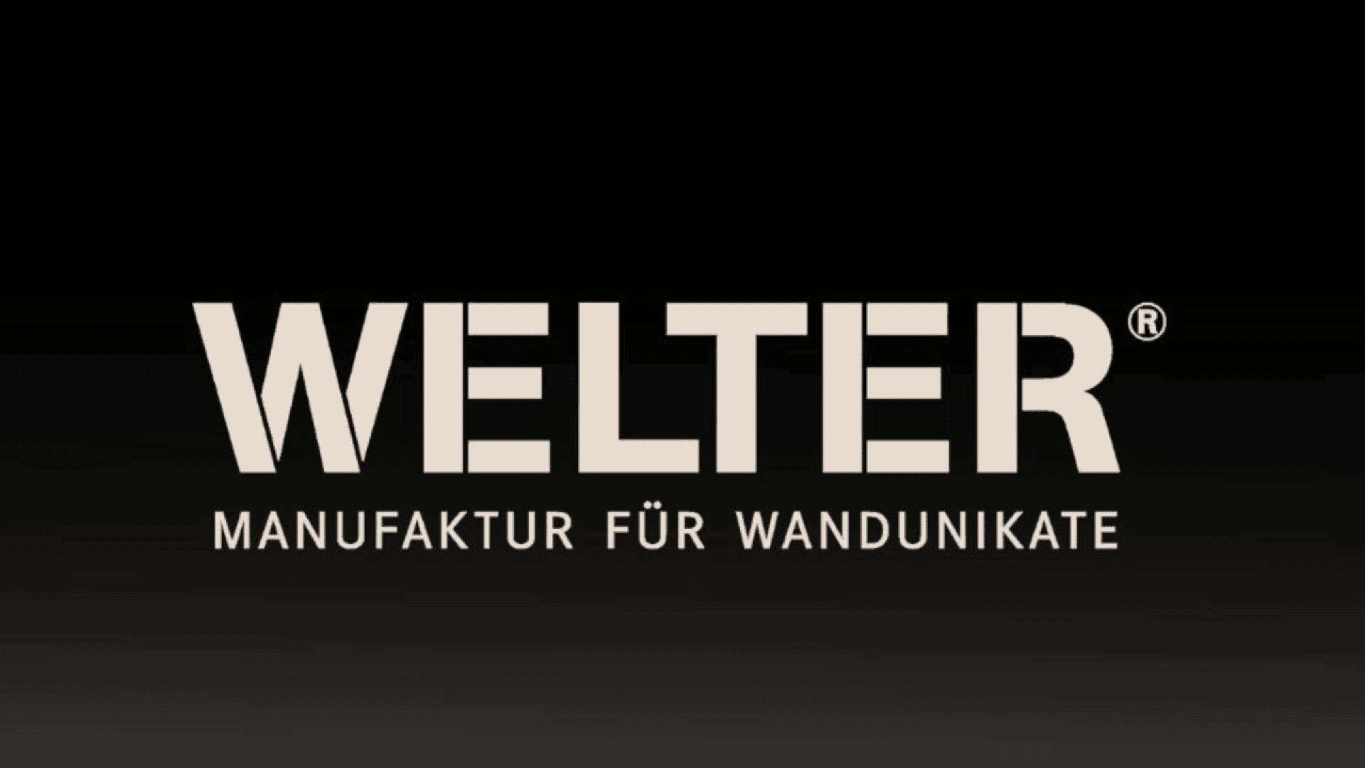 White text on a black background reads WELTER® MANUFAKTUR FÜR WANDUNIKATE in all capital letters.